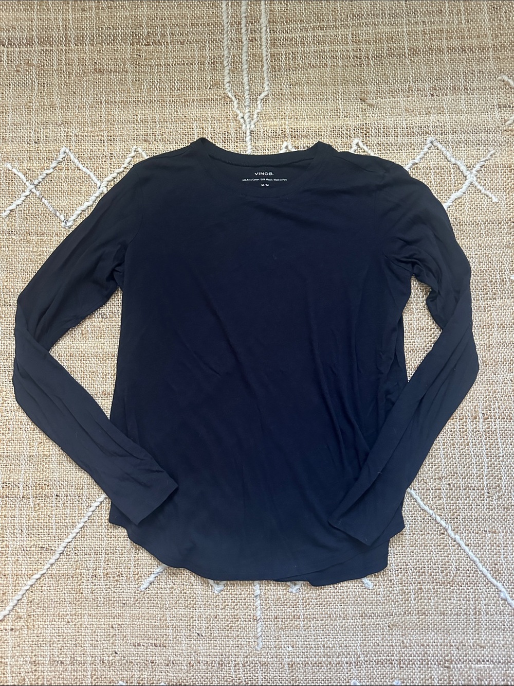 Vince Long Sleeve T-shirt Tee Black Medium
